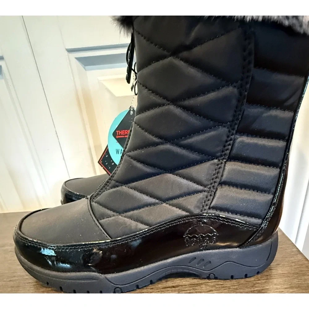 Totes Esther Women's Winter Snow Boots Size 6 Black Waterproof Faux Fur Thermoli